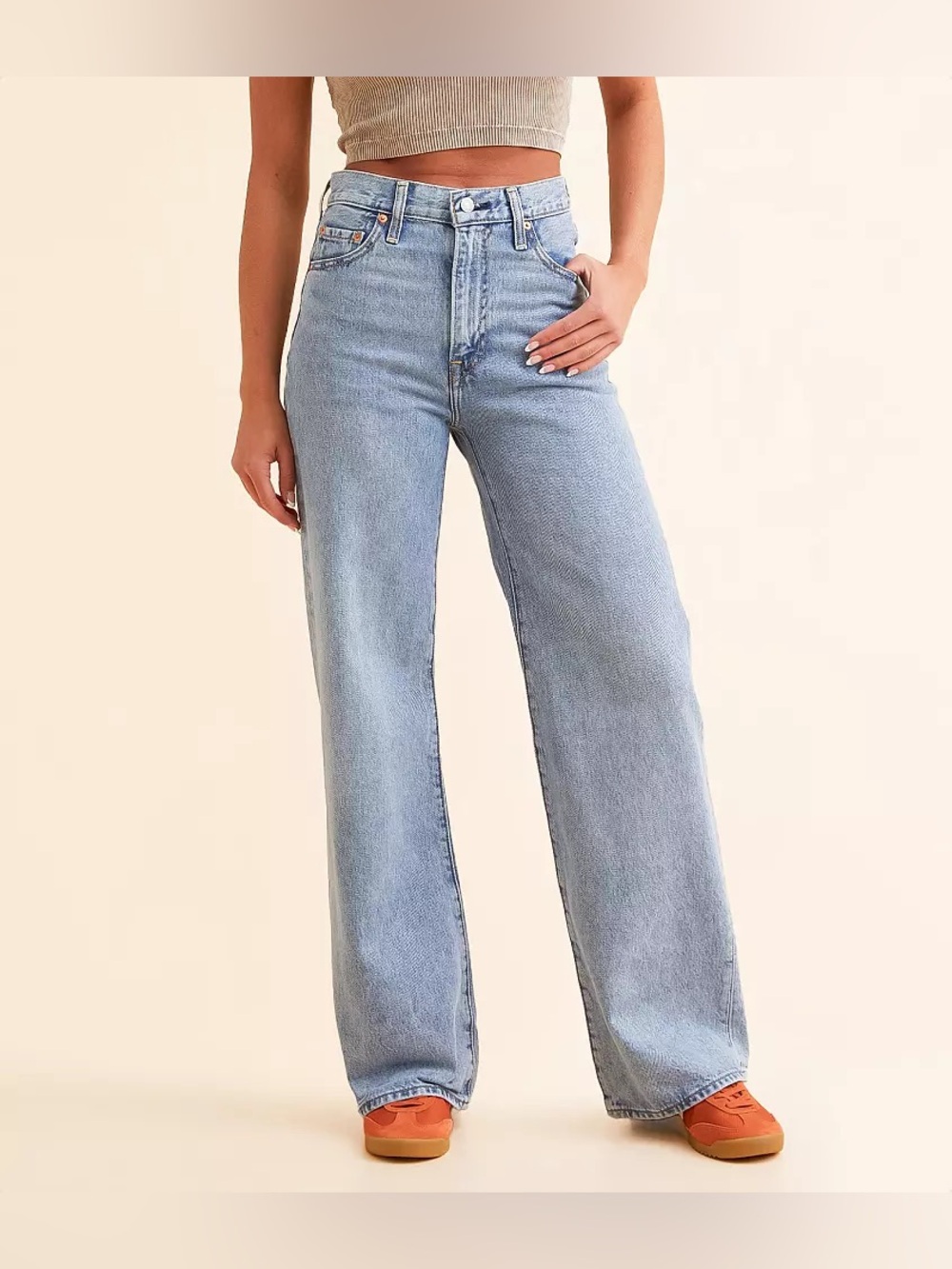 Levi’s Premium Jeans Womens 28 Ribcage Wide Leg Far and Wide Wash - Picture 1 of 12